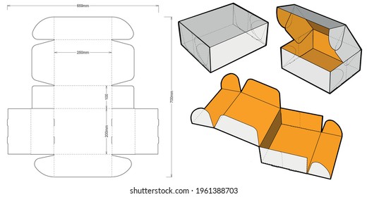 Cardboard box for sending mail.  Ease of assembly, no need for glue (Internal measurement 25x20x10 cm) and Die-cut Pattern. The .eps file is full scale and fully functional. 