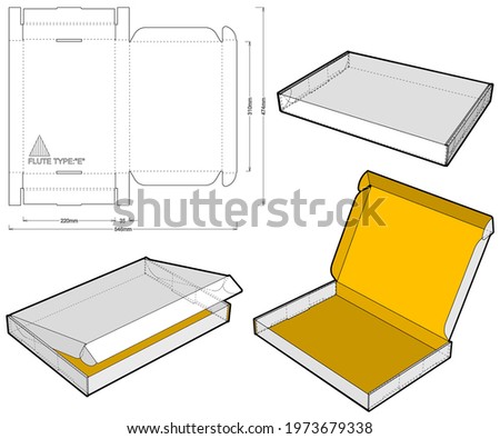 Cardboard box for sending mail.  Ease of assembly, no need for glue (Internal measurement 25x20x10 cm) and Die-cut Pattern. The .eps file is full scale and fully functional. 