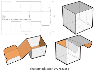 Cardboard box for sending mail. Flute Type E (Internal measurement 15 x 15 + 15 cm) and Die-cut Pattern. Ease of assembly, no need for glue.  The .eps file is full scale and fully functional.