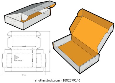 Cardboard box for sending mail. Highly recommended for technological and electronic products. Ease of assembly, no need for glue (Internal measurement 25x14x4.5 cm) and Die-cut Pattern