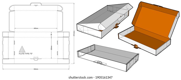 Cardboard box for sending mail. Highly recommended for technological and electronic products. Ease of assembly, no need for glue (Internal measurement 40x20x5 cm) and Die-cut Pattern