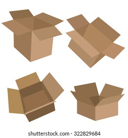 Cardboard Box Set Isolated on White