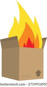 Caja de cartón incendiada