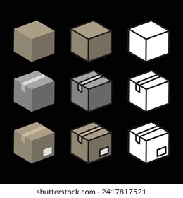 cardboard box set, vector illustration 