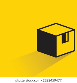 cardboard box with shadow on yellow background