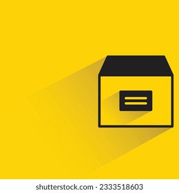 cardboard box with shadow on yellow background