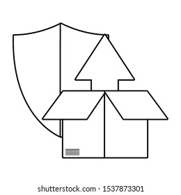 cardboard box shield secure fast delivery vector illustration