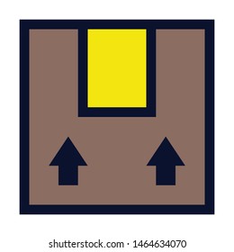 Cardboard Box. Simple Vector Color Icon.