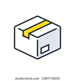 Caja de cartón material sencillo de ilustración de icono vectorial