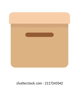 A cardboard box with a slot for carrying is a package suitable for food, pharmaceuticals, equipment and many other types of products. Vector illustration isolated on a white background. 
