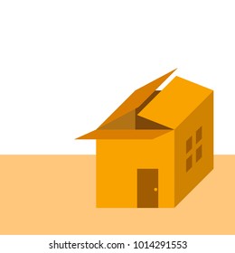 cardboard box as  small portable home 