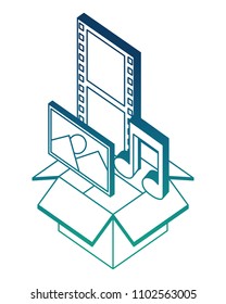 cardboard box social media isometric design