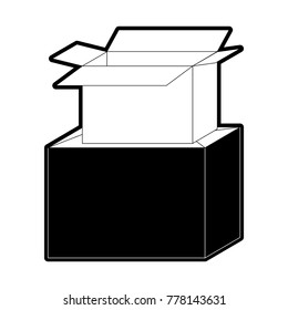 cardboard box stacked in black silhouette