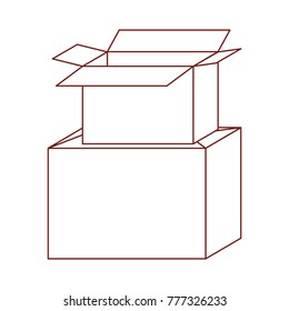 cardboard box stacked in dark red contour