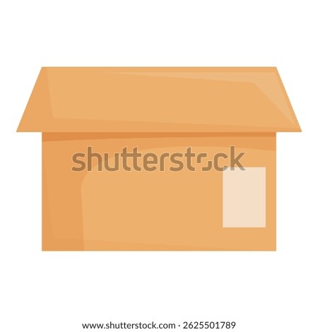 Cardboard box is standing open with an empty label, suggesting it is ready for shipping