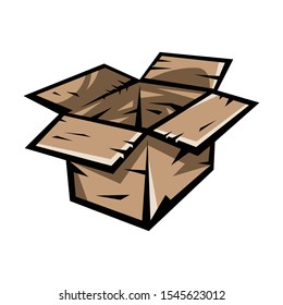 Cardboard box for storage or shipping cartoon illustration