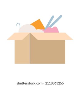 caja de cartón con decoración de material
