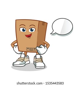 cardboard box talking mascot vector cartoon art illustration
