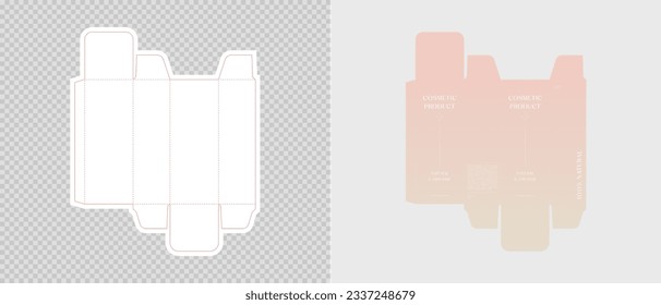 Plantilla de cuadro de cartón. Diseño de caja de paquetes cosméticos. Ilustración vectorial.