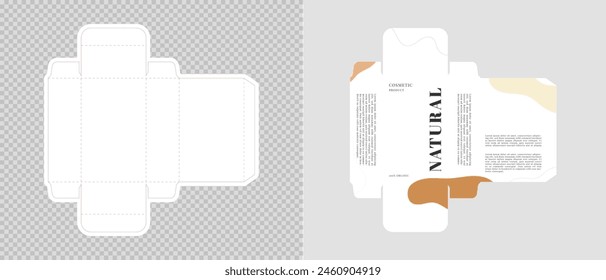 Plantilla de caja de cartón. Diseño de caja de paquete cosmético. Ilustración vectorial.