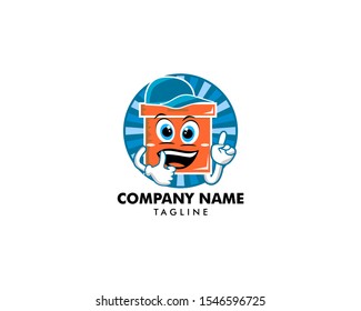 Cardboard box thumbs up mascot vector cartoon illustration