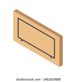 Cardboard box for the TV. Vector drawing. Isolated object on a white background. Isolate.
