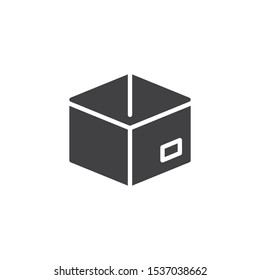 Cardboard box vector icon. filled flat sign for mobile concept and web design. Parcel box packaging glyph icon. Symbol, logo illustration. Vector graphics