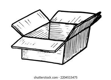 Ilustración vectorial de caja de cartón sobre fondo blanco