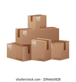 Ilustración vectorial de caja de cartón, elementos de imagen de pilas de cartón para fines logísticos, de envío, carga y expediciones
