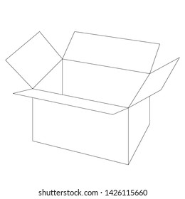 cardboard box, vector illustration,lining draw,profile view