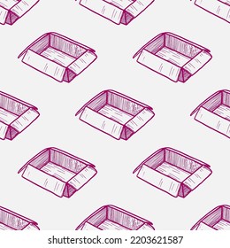 Cardboard box vector seamless pattern