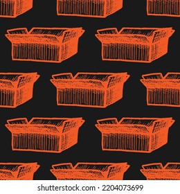 Cardboard box vector seamless pattern