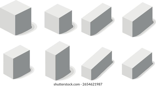 cardboard, box, vector, white, realistic, isolated, cardboard box, package, set, illustration, mock, side, blank, three-dimensional, product, vertical, empty, shadow, pack, cube, view, cosmetic, paper