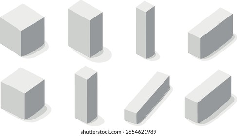 cardboard, box, vector, white, realistic, isolated, cardboard box, package, set, illustration, mock, side, blank, three-dimensional, product, vertical, empty, shadow, pack, cube, view, cosmetic, paper