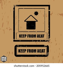 Cardboard box the word "keep from heat"  - vector.