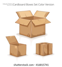 Cardboard Boxes. Abstract set of Cardboard Boxes. Color series. Vector EPS10.