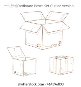 Cardboard Boxes. Abstract set of Cardboard Boxes. Outline series. Vector EPS10.