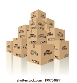 Cardboard boxes carton containers. Vector illustration