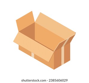 Cardboard boxes concept. Package for delivery of goods. Transportation and logistics. Graphic element for website. Cartoon isometric vector illustration isolated on white background