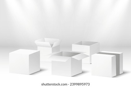 
Cardboard boxes for delivery. Isometric paper containers.