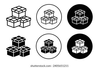 cardboard Boxes icon collection. delivery cargo product package made from recycle material vector logo illustration set 