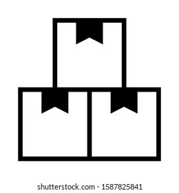 Cardboard boxes icon. Isolated lined vector pictogram. Package, transportation, delivery, storage concept.