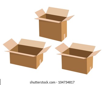 Cardboard boxes isolated on white. Vector