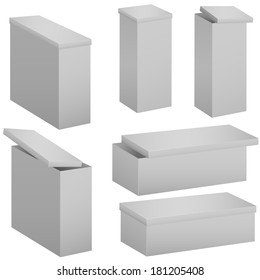 Cardboard boxes isolated on white. Vector illustration.