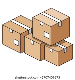 Caixas de papelão ilustração vetorial isolada sobre fundo branco