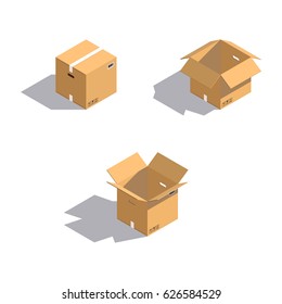 cardboard boxes Isometric Style Isolated On White Background. Created For Mobile, Web, Decor, Print Products, Application