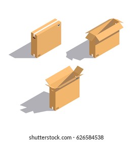 cardboard boxes Isometric Style Isolated On White Background. Created For Mobile, Web, Decor, Print Products, Application