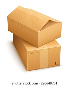 Cardboard boxes for mail delivery. Eps10 vector illustration. Isolated on white background