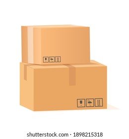 Cardboard boxes for moving or sending. Isolated on a white background. Vector illustration