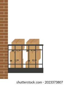 Cardboard boxes on the balcony